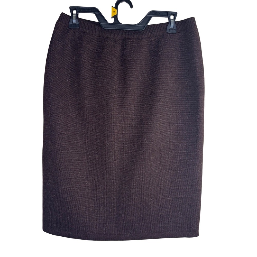 Courreges Paris Skirt Womens XL Brown Wool Alpaca Knit Made in France 28823